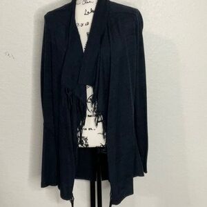 547- Free People NWOT Navy Blue Handkerchief Cardigan w/ Bow in Back Size Med